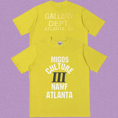 Gallery Dept. x Migos Culture III Short Sleeve T-Shirt - Yellow-Green