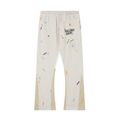 Gallery Dept. Paint Splatter Contrast Panel Sweatpants - Off-White / Cream