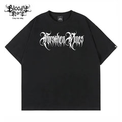 American street flower font short sleeved loose cotton heavyweight niche hip-hop fashion brand tattoo artist T-shirt abstract trend