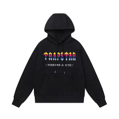 Trapstar Style Autumn/Winter Gradient Multi-Color Logo Hoodie - Black