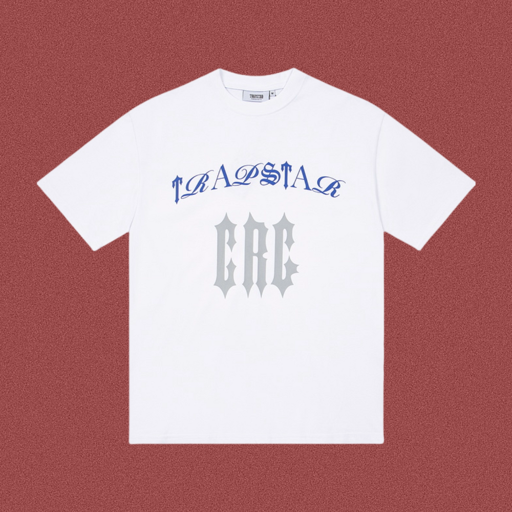 Trapstar Arch Logo & "CRC" Gothic Tee - White/Blue