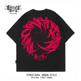 Trendy brand floral font hip-hop street style short sleeved West Coast Chicano T-shirt men's black letter print oversiz