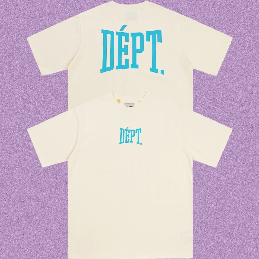 Gallery Dept. Arch Logo Short Sleeve T-Shirt - Cream/Cyan