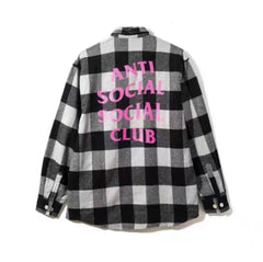 Anti Social Social Club Plaid Flannel Shirt - Black/White/Pink