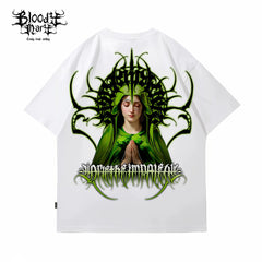 American street retro floral font short sleeved loose cotton heavyweight niche hip-hop tattoo artist trendy T-shirt