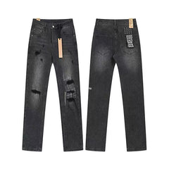 Ksubi Heavy Distress & Hardware Detail Denim - Washed Black