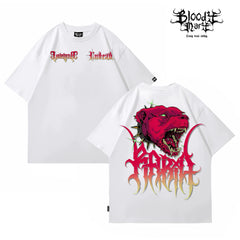 American street retro floral font short sleeved loose cotton heavyweight niche hip-hop tattoo artist trendy T-shirt