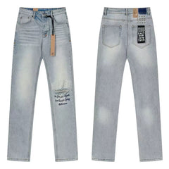 Ksubi Distressed & Script Print Denim - Light Blue
