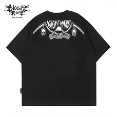 Original American Chicano Flower Font Heavy Cotton Skull Hip Hop Tattoo Artist Trendy Brand Round Neck West Coast T-shirt