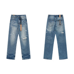 Ksubi Distressed Rhinestone & Stitch Detail Denim - Light Blue
