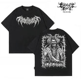 American street dark gothic style skull print short sleeved T-shirt for men and women loose couple outfit trendy brand high street style