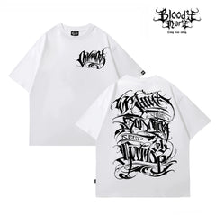 Original Trendy Brand Dark American China-Chic Huati Tattoo Master Small Crew Neck Personalized Rock and Roll Print Hip Hop T-shirt