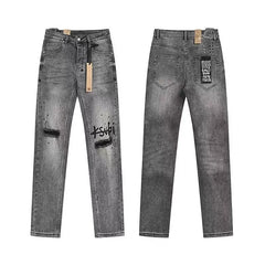 Ksubi Heavy Acid Wash Script Logo Denim - Grey/Black