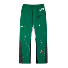 Gallery Dept. Paint Splatter Contrast Panel Sweatpants - Forest Green