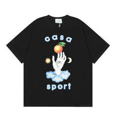 Casablanca Sport Hand & Orange Graphic T-Shirt - Black
