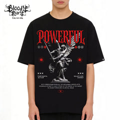 American retro trend street heavyweight little angel pure cotton round neck shoulder down couple short sleeved T-shirt