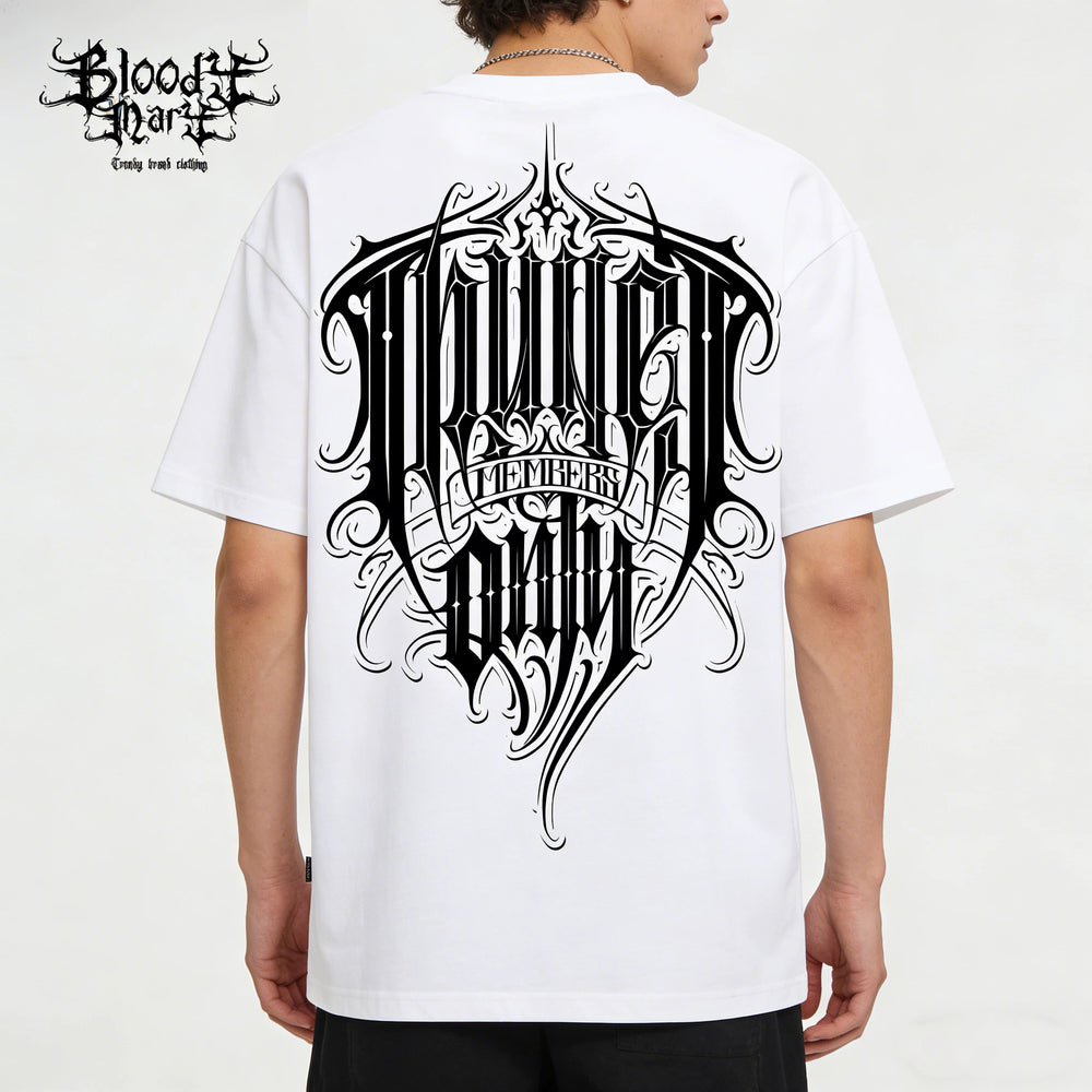 Original Trendy Brand American Street Thug Flower Font Short Sleeve Men's and Women's Loose Cotton Heavy Weight Niche Hip Hop T-shirt