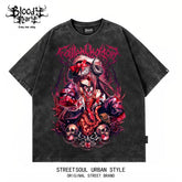 American hip-hop style dark animation anime printed short sleeved T-shirts for men and women loose washed old fashion tops