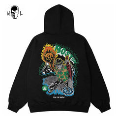 Warren Lotas Boston Flame Skull Basketball Hoodie - Black