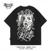 American street dark style floral font West Coast short sleeved T-shirt for men, loose and heavyweight, niche trendy printed top