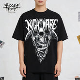 Original American Chicano Flower Font Heavy Cotton Skull Hip Hop Tattoo Artist Trendy Brand Round Neck West Coast T-shirt