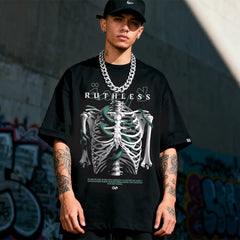 American street skull short sleeved T-shirt loose pure cotton design unisex trendy brand top