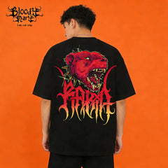 American street retro floral font short sleeved loose cotton heavyweight niche hip-hop tattoo artist trendy T-shirt