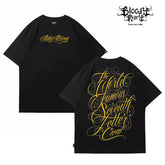 American street Chicano floral font short sleeved loose cotton heavyweight niche hip-hop tattoo artist trendy T-shirt
