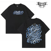American street flower font short sleeved loose cotton heavyweight niche hip-hop tattoo artist trendy T-shirt
