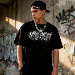 American retro floral font Chicano short sleeved loose cotton heavyweight niche hip-hop tattoo artist trendy T-shirt