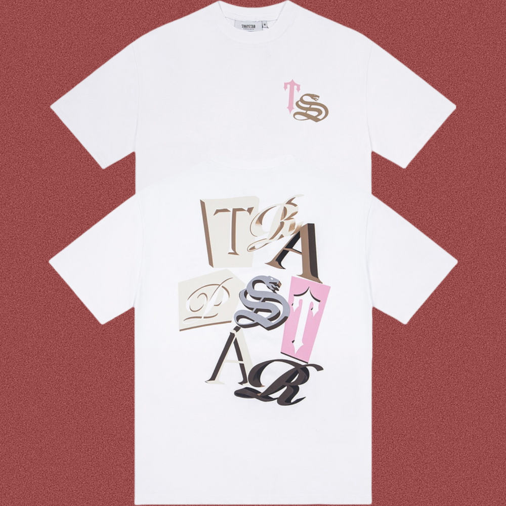 Trapstar Collage Card Alphabet Graphic Tee - White