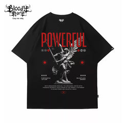 American retro trend street heavyweight little angel pure cotton round neck shoulder down couple short sleeved T-shirt