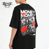 American street retro dollar bill short sleeved loose cotton heavyweight niche hip-hop tattoo artist trendy T-shirt