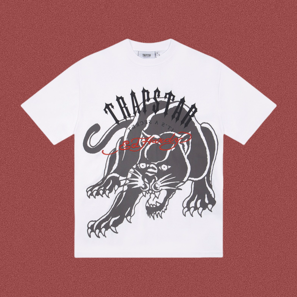 Trapstar Panther & Red Script Graphic Tee - White