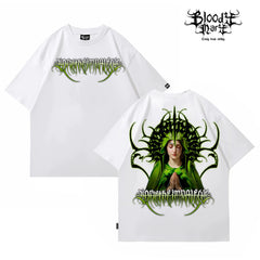 American street retro floral font short sleeved loose cotton heavyweight niche hip-hop tattoo artist trendy T-shirt