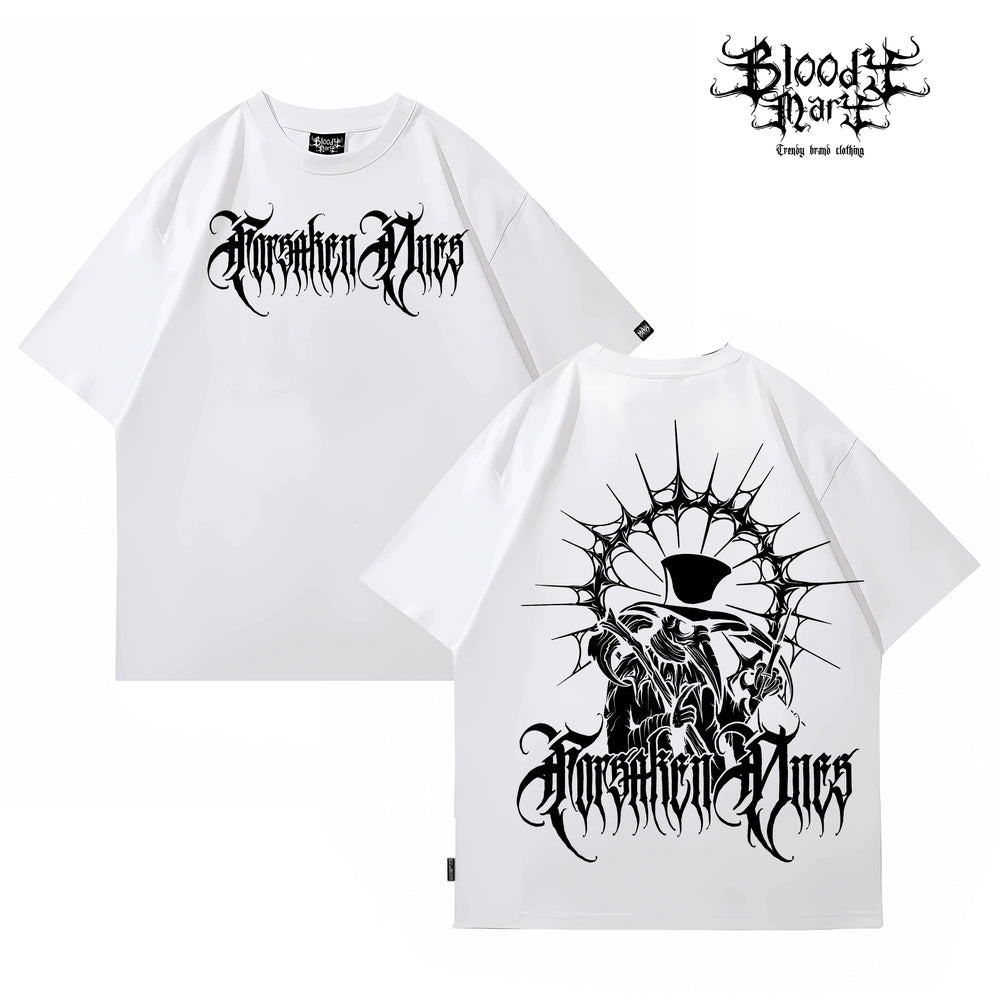American street flower font short sleeved loose cotton heavyweight niche hip-hop fashion brand tattoo artist T-shirt abstract trend