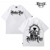 American street flower font short sleeved loose cotton heavyweight niche hip-hop fashion brand tattoo artist T-shirt abstract trend