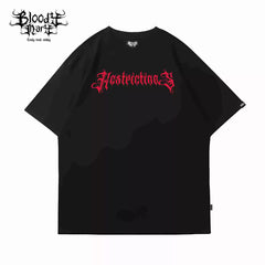 American retro gothic style black loose short sleeved T-shirt, hip-hop fashion brand street dance character print, youth casual