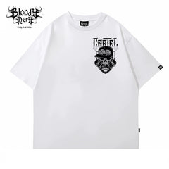 Original American street flower font, Fugu Chicano loose cotton, heavyweight, niche hip-hop tattoo artist, trendy brand T