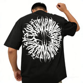 Loose T-shirt Chicano Dark Flower Font West Coast Printed High Street Short Sleeve American Heavy Cotton Trendy Brand