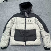 Trapstar Colorblock Hooded Puffer Jacket - Khaki/Black