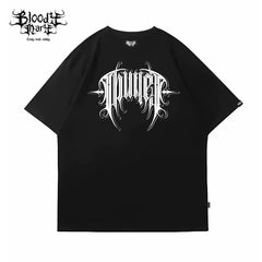 Original Trendy Brand American Street Thug Flower Font Short Sleeve Men's and Women's Loose Cotton Heavy Weight Niche Hip Hop T-shirt