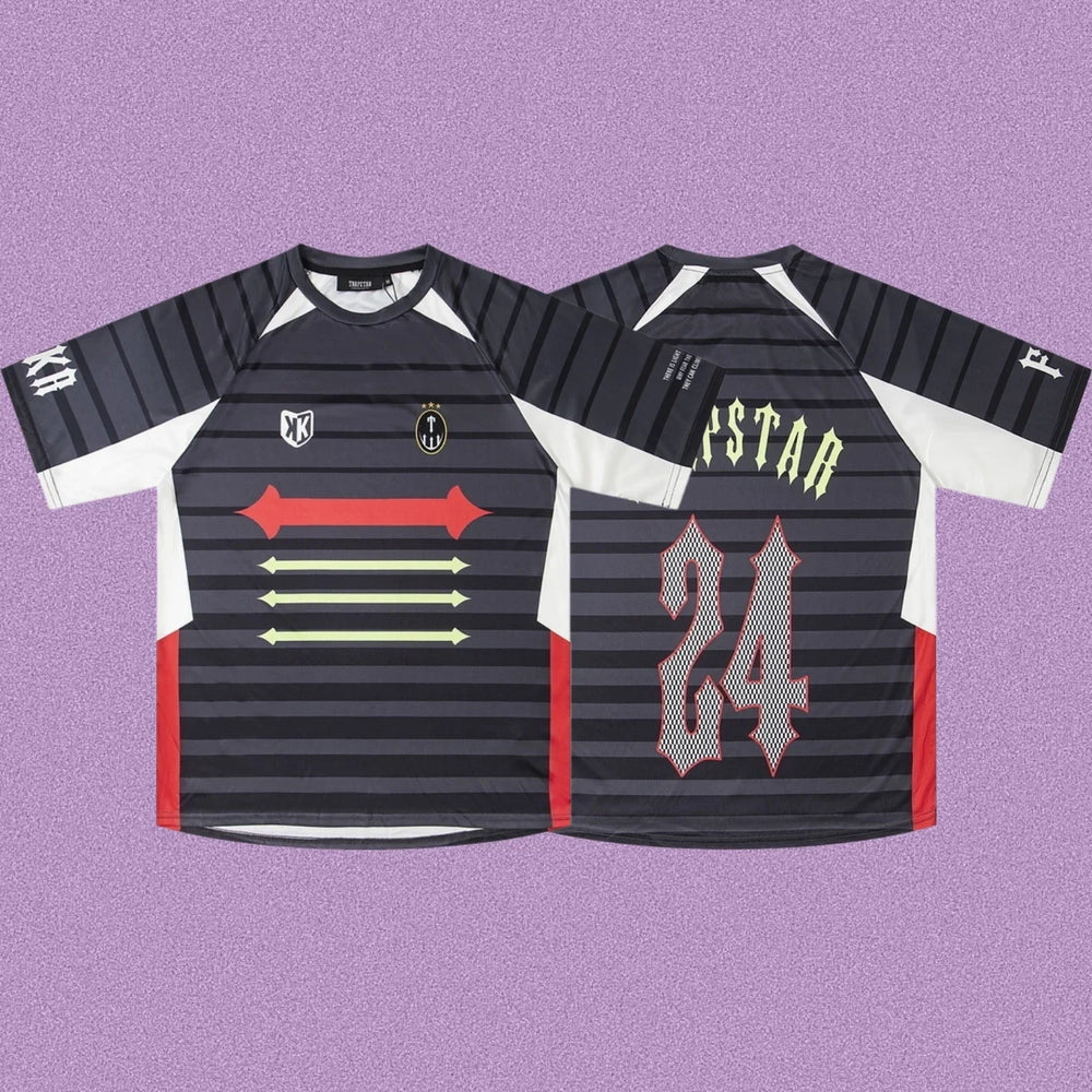 Trapstar Horizontal Stripe Football Jersey - Black/White/Red