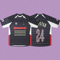 Trapstar Horizontal Stripe Football Jersey - Black/White/Red