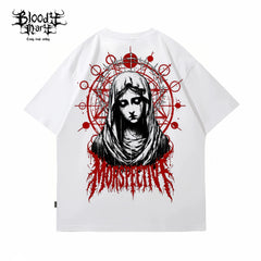 American street retro floral font short sleeved loose cotton heavyweight niche hip-hop tattoo artist trendy T-shirt