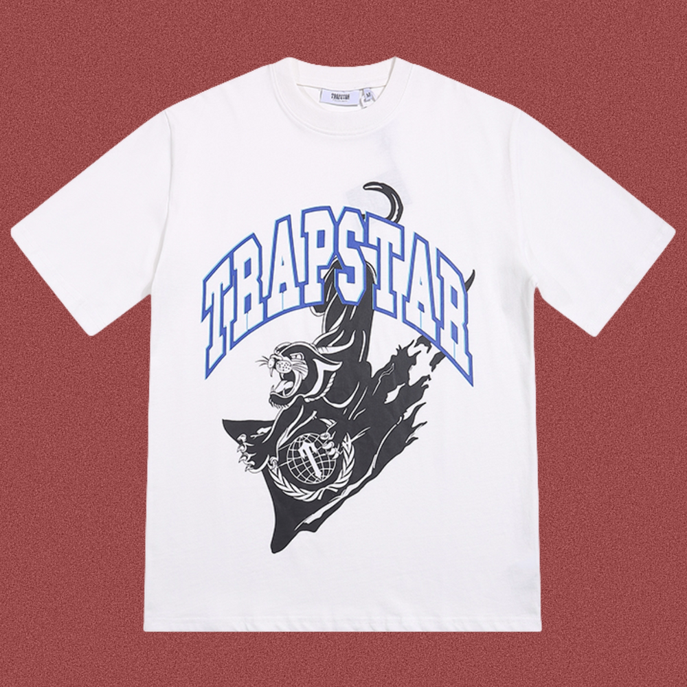 Trapstar Shooters Panther Arch Logo Tee - White/Blue