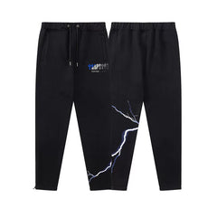 Trapstar Style Autumn/Winter Lightning Graphic Sweatpants - Black