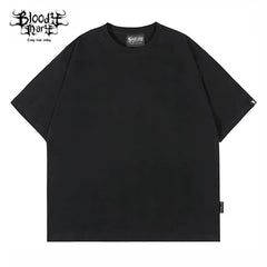 Solid color trendy brand loose T black short sleeved T-shirt for men, versatile, breathable and comfortable, drop shoulder sleeve top, heavyweight pure cotton 280G