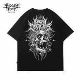 European and American street tattoo artist retro dark gothic skeleton heavyweight trendy brand direct spray short sleeved t-shirt top for summer