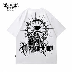 American street flower font short sleeved loose cotton heavyweight niche hip-hop fashion brand tattoo artist T-shirt abstract trend